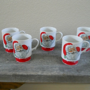 Vintage Merry Christmas Santa Mugs by Lefton Set of 5