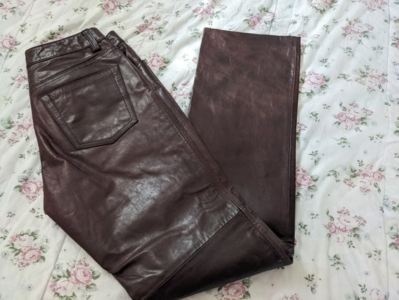 1990's Gap Leather Oxblood Trousers Size 2 Boot Cut -  Canada