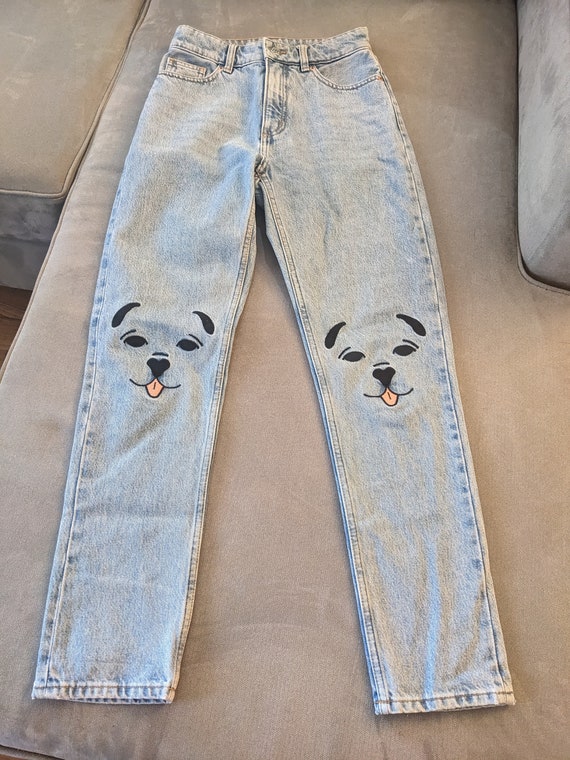 Monki Face Jeans Y2K Size 25 Waist - Etsy