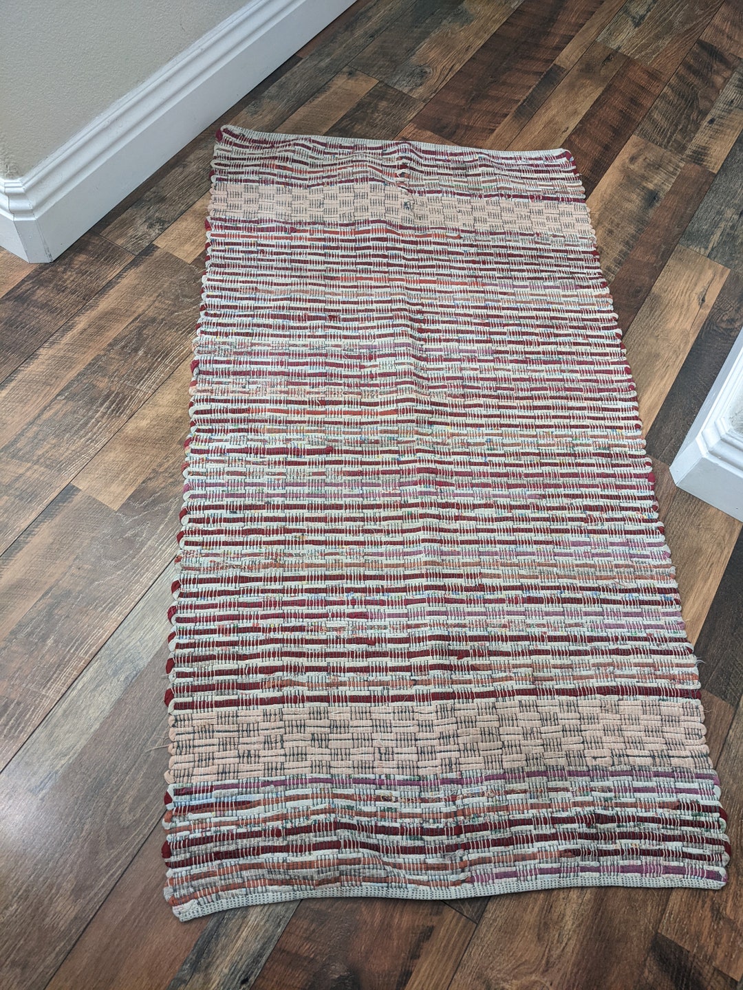 Vintage Striped Handmade Rag Rug Farmhouse Cottagecore Accent Rug - Etsy