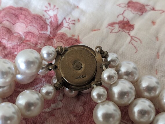 Antique Japan 3 strand Faux Pearl Necklace - image 7