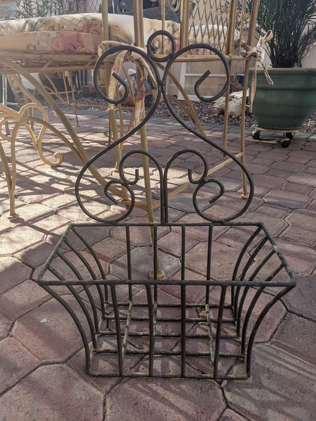 Vintage Scandinavian Metal Garden Basket Etsy