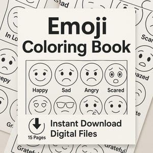 Emoji Coloring Book for Kids – 15 Printable Pages | Digital Download | Fun Emotions Activity Book