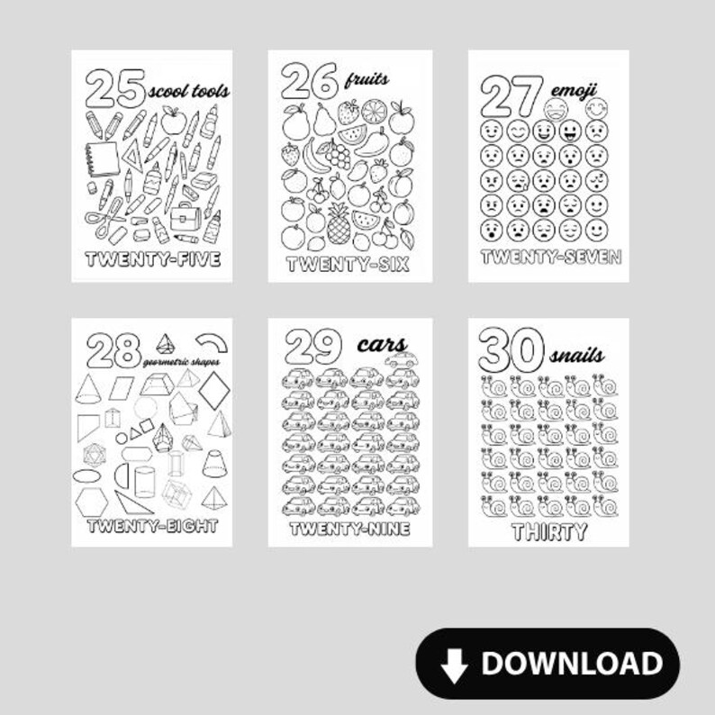 Number Coloring Pages 1-30 for Kids | Printable Math Worksheets ...