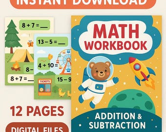 Cuaderno de matemáticas imprimible: Práctica de suma y resta, de 4 a 7 años (Descarga en PDF)