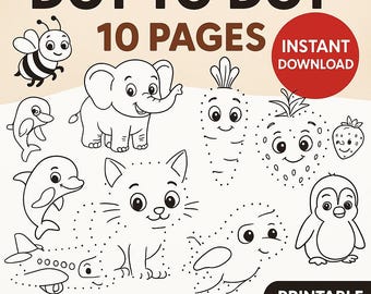 Dot to Dot Coloring Pages: 10 Printable Animal Activity Sheets (PDF Download)