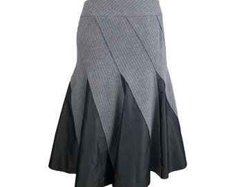 japanese designer hiroko koshino / hiroko bis pinstripe wool flare midi skirt