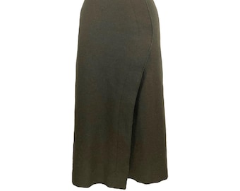 japanese designer Atsuro Tayama khaki dark green midi wool skirt