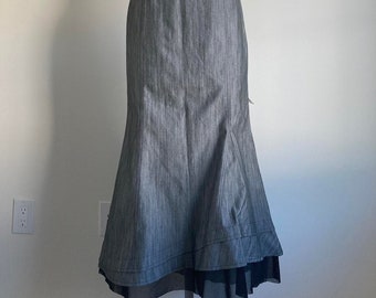 japanese designer Ritsuko Shirahama asymmetrical denim flare maxi skirt