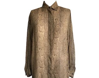 gianni versace 90s sheer snakeskin silk button up shirt