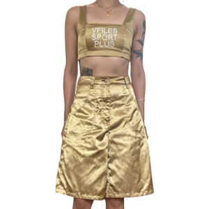 y2k gold vfiles crop top & baggy cargo pants capri 2 piece set size S