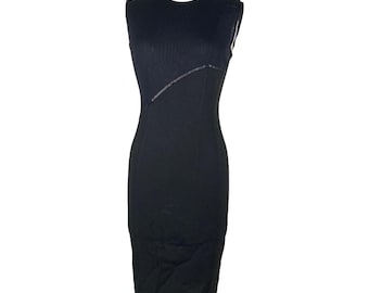 gianni versace 90s black minimal bodycon with mesh panel mini dress