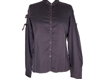 marithe françois girbaud y2k brown button up blouse