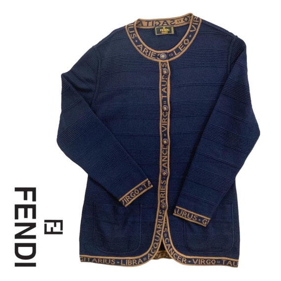 fendi S/S1993 maglia zodiac sign horoscope navy bu