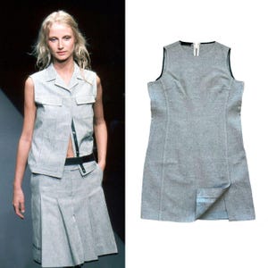 prada SS1999 archive dark green/gray linen wool mini dress