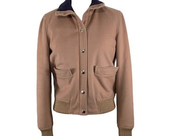 vintage miu miu FW1999 brown wool varsity bomber jacket