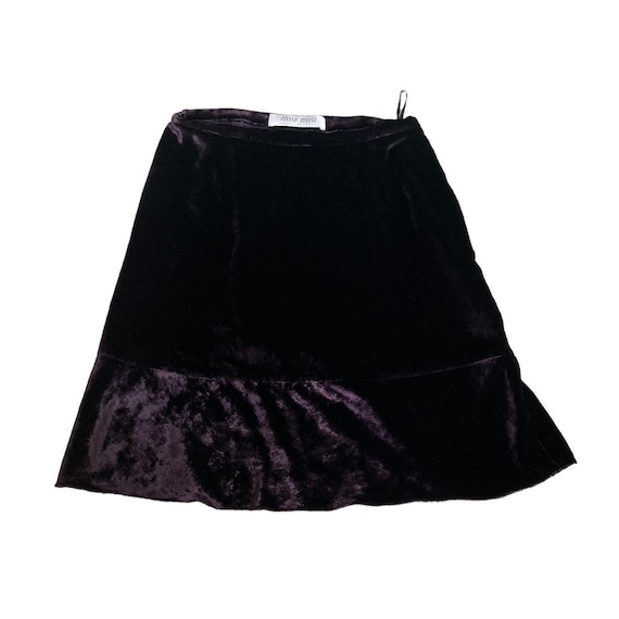 miu miu F/W1997 deep purple velvet skater mini sk… - image 3