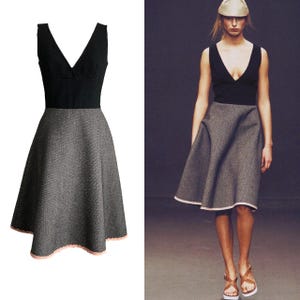 vtg miu miu F/W 2000 black & gray colorblock wool dress