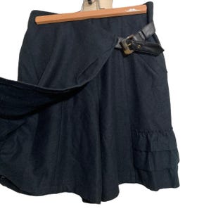 japanese designer Ritsuko Shirahama asymmetrical black ruffle wool skort