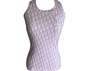 Christian Dior タンクトップ トロッター ガリアーノ ピンク Christian Dior S/S2004 John Galliano Pink Trotter Logo Monogram