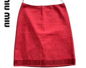 miu miu 90s bright red a line mini skirt