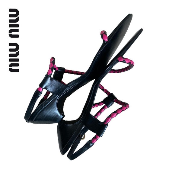 Miu Miu Y2K ライトニングボルト ストラップ ヒール サンダル 35 Lightning Bolt Sandals | Authentic & Vintage | ReSee