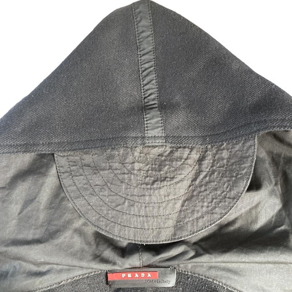 Prada Sport Black Zipper Hoodie With Built-in Baseball Cap Size