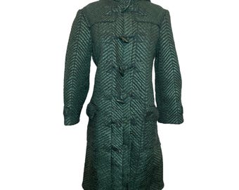 vintage yoshiki hishinuma pleated emeral green duffle pea coat size 2/S