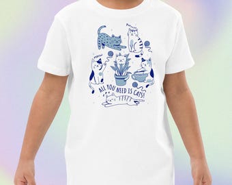 Camiseta infantil All You Need is Cats en algodón orgánico