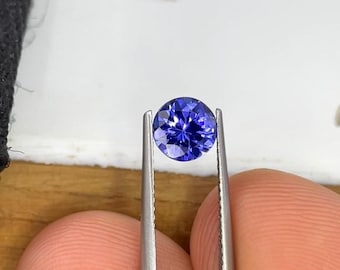 0.92 Ct Round Cut Tanzanite | 6x6 mm Violet Blue Loose Gemstone | Natural Tanzanian Gem | December Birthstone for Custom Jewelry