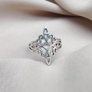 Bague En Argent Massif - Bandeau Large Filigrane Ajouré - Taille 60 - Occasion