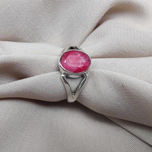 Ruby Silver Ring 925 Sterling Red Gemstone Ring Handmade July Birthstone Jewelry Faceted Crystal Ring Gift for Her