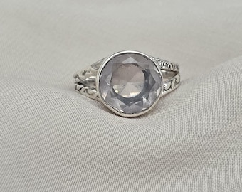 Rose Quartz 925 Sterling Silver Ring: Handmade Boho Gemstone Jewelry