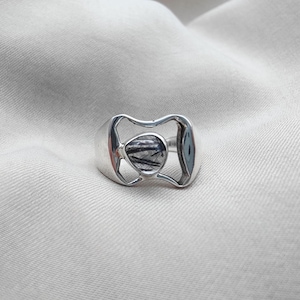 Black Rutile Quartz Ring 925 Sterling Silver Rutilated Gemstone Ring Boho Handmade Crystal Jewelry Gift for Her Statement Ring