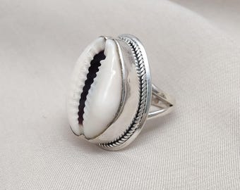Kaurisnäcksring: Boho-ring i 925 sterlingsilver