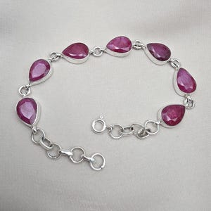 Rubin 925 Sterling Silver Armband Naturliga Handgjorda Smycken Med Födelsesten I Juli