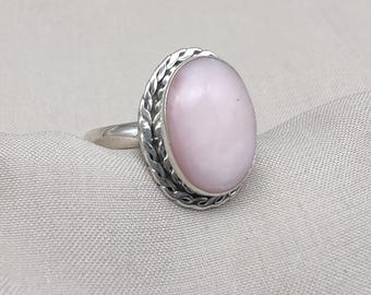 Rosa Opal 925 Sterling Silber Ring: Handgemachter Boho Vintage Edelstein