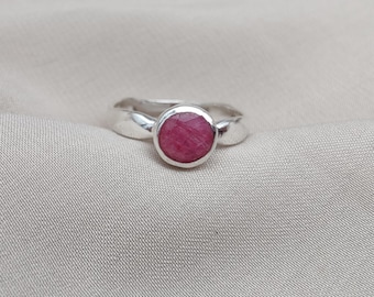 Ruby 925 Sterling Silver Ring: Handmade July Birthstone, Promise Ring