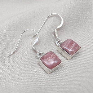 Rhodochrosit 925 Sterling Silber Ohrhänger: Handgemachter Edelstein Schmuck