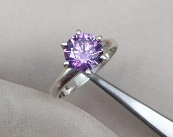 Amethyst Solitaire Ring: 925 Sterling Silver, February Birthstone
