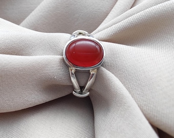 Bague cornaline : bijoux bohèmes en argent sterling 925 avec pierres précieuses
