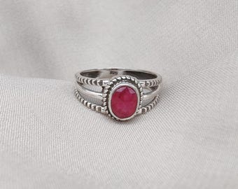 Dainty Ruby Ring: Handmade 925 Sterling Silver July Birthstone