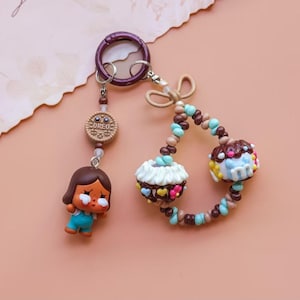 Genuine Popmart Pop bean mini key holder  | Pop bean mini cake bead Phone Charm | Crybaby bag charm | Pop mart charm