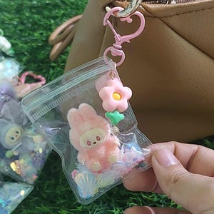 Mini Labubu Plush Doll Keychain / Mini Labubu Bag Charm / Labubu Phone Charm/ Labubu Accessories Floral