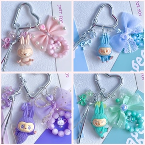 Rare Labubu Mini Plush Doll Bag Charm | Labubu in Miu Style Keychain | Labubu MininYoga Series |Labubu Minin Keychain | Labubu Bag Accessory