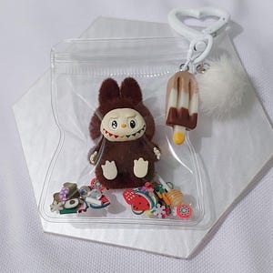 Labubu Plush Doll Candy Sparkling Keychain / Mini Labubu Bag Charm / Labubu Phone Charm/ Labubu Accessories Floral