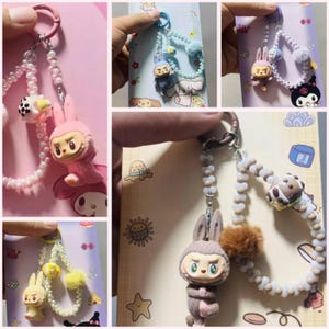 Mini Labubu Yoga Series Phone Handle | Labubu Bag Charm Customized | Cute Labubu Phone Charm Colorful