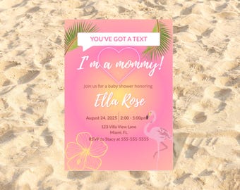 Love Island Baby Shower Invitation, I’m a Mommy Party Template, Tropical Sunset Canva Design, Editable Girl Event Download