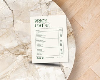 Esthetician Price List Template, Facial & Lash Service Menu, Spa Price Sheet, Beauty Business Printable, Editable Canva Price Sheet