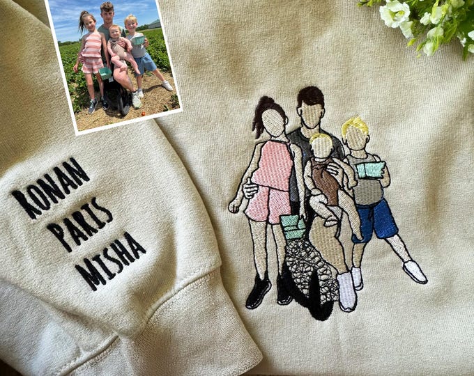 Family Reunion - Custom Embroidered Portrait Sweatshirt From Photo - Personalized Dad Shirt - Family Portrait Shirt - Christmas Gifts
